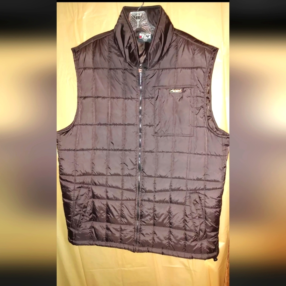 South Pole Authentic Collection, Large, Puffer Vest, Zip, Brown, Pre-owned Y2K